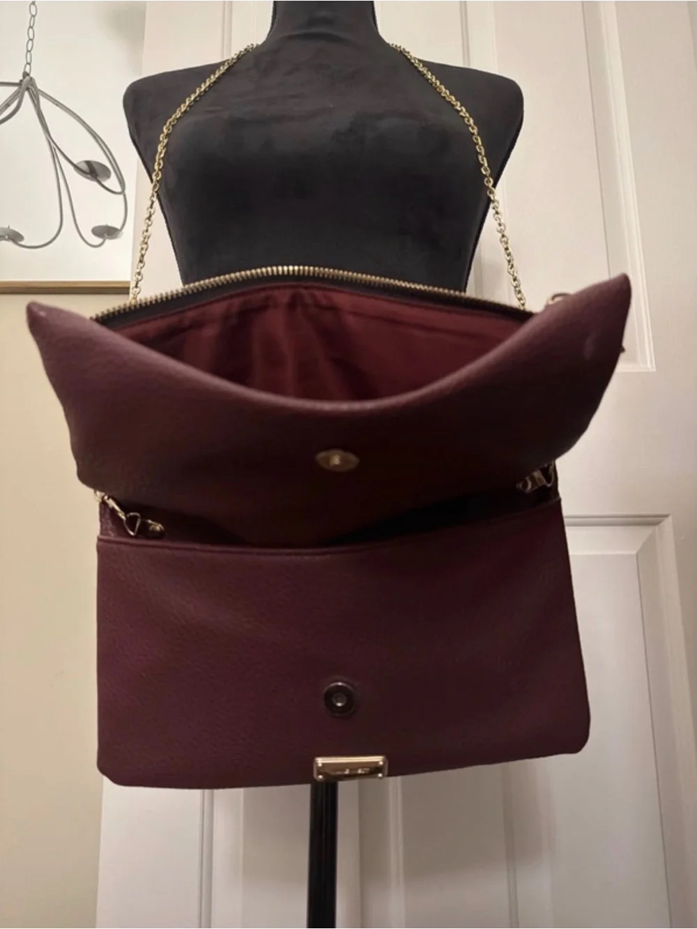 Nine West Women's Fold-Over Chain Shoulder Bag - Burgundy